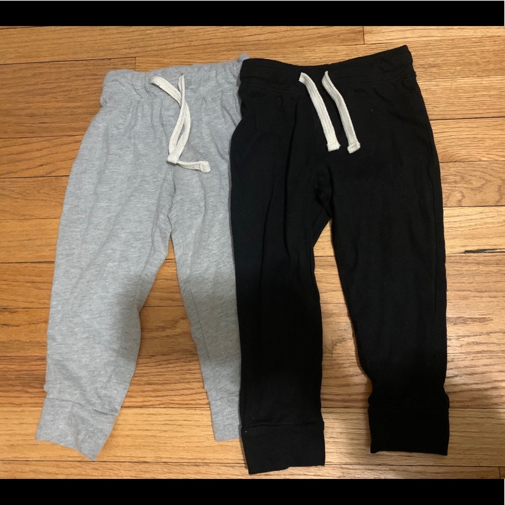 Lot of 2 Old Navy size 2T jersey pants (black & light gray) w/ real drawstrings